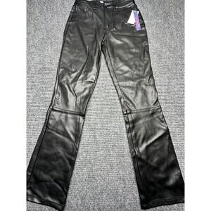 Tinseltown Pants Womens 5 Black‎ Faux Leather Hi-Rise Mom Jean 5/27 Vegan NWT